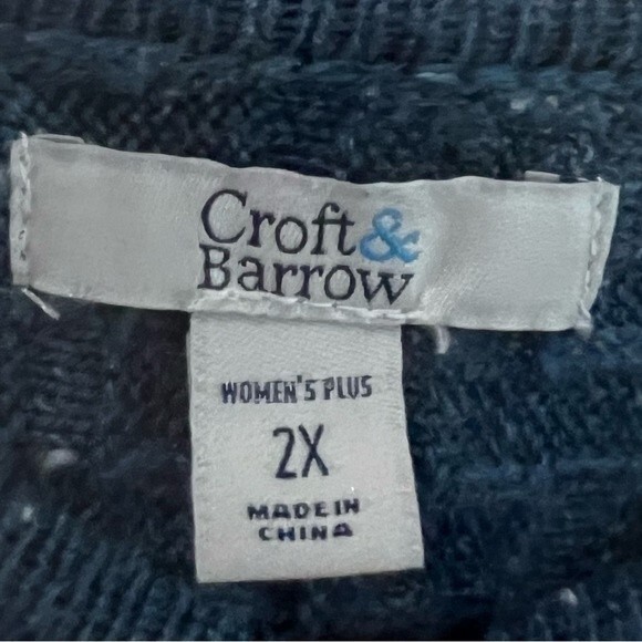 Croft & Barrow weave knit button sleeve blue sweater size 2X - Picture 6 of 7